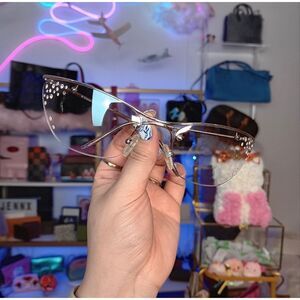 Rare 2002 Christian Dior Mask Metal Sunglasses Silver-tone Grey Crystals